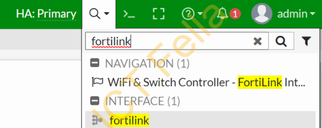 Fortinet-search-fortilink-gui